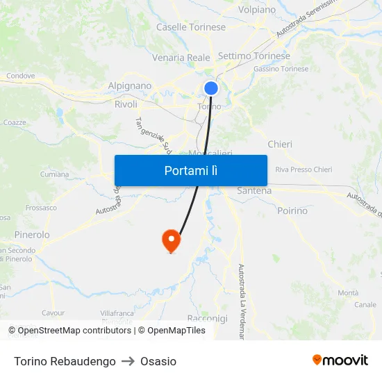 Torino Rebaudengo to Osasio map