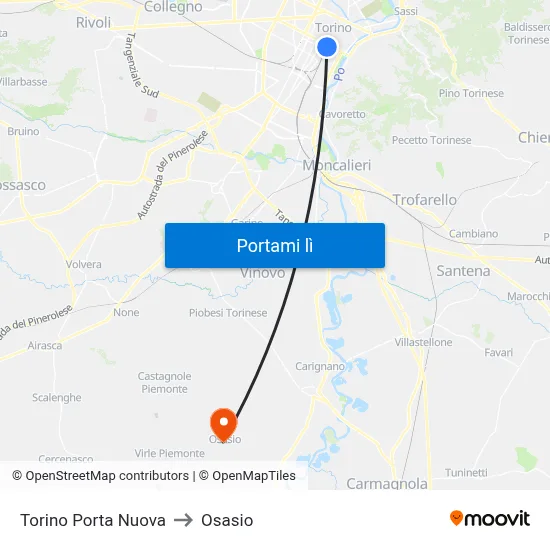 Torino Porta Nuova to Osasio map