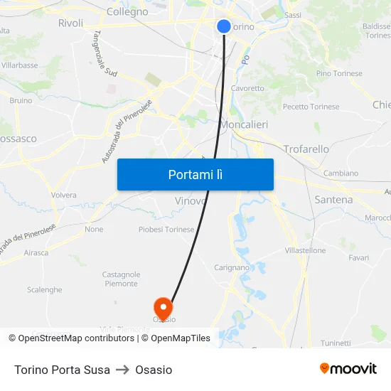 Torino Porta Susa to Osasio map