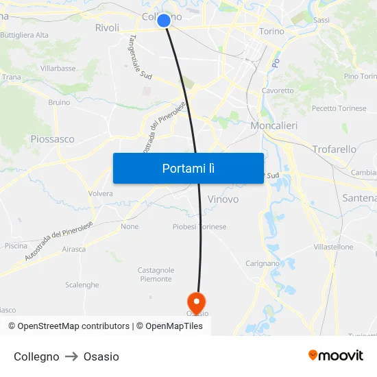 Collegno to Osasio map
