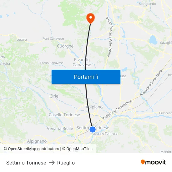 Settimo Torinese to Rueglio map