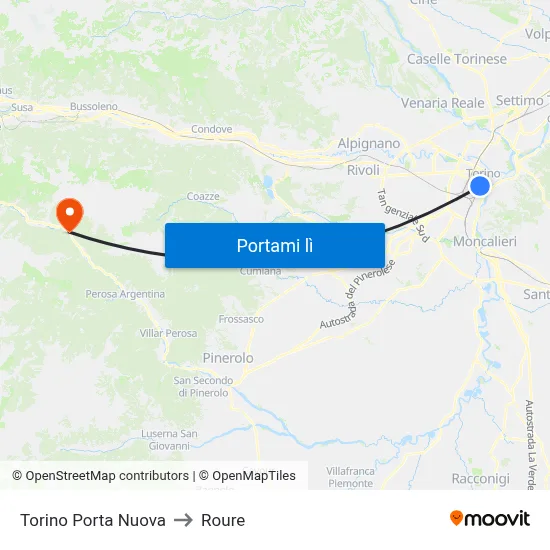Torino Porta Nuova to Roure map