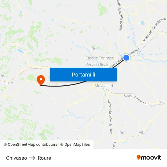 Chivasso to Roure map
