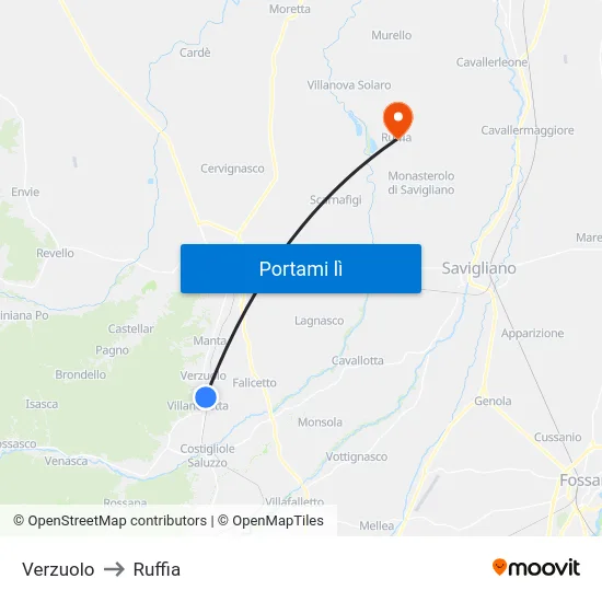 Verzuolo to Ruffia map