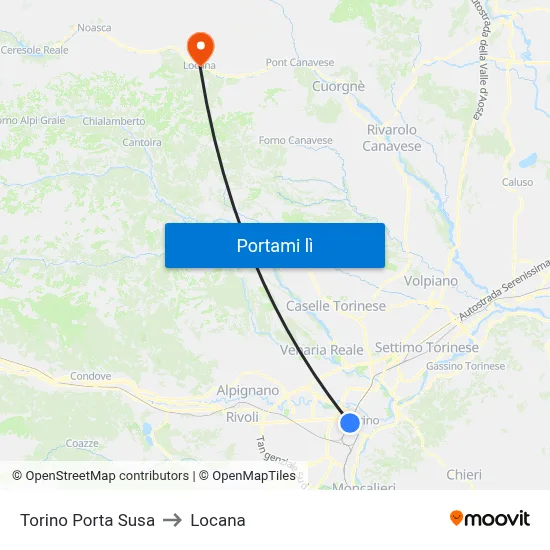 Torino Porta Susa to Locana map