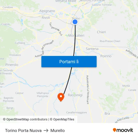 Torino Porta Nuova to Murello map
