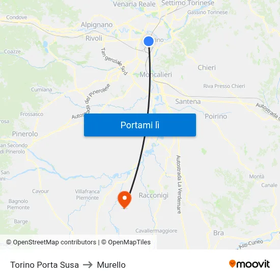 Torino Porta Susa to Murello map