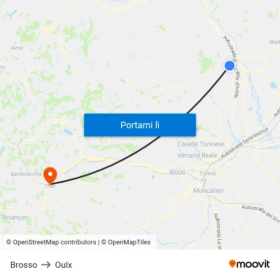 Brosso to Oulx map