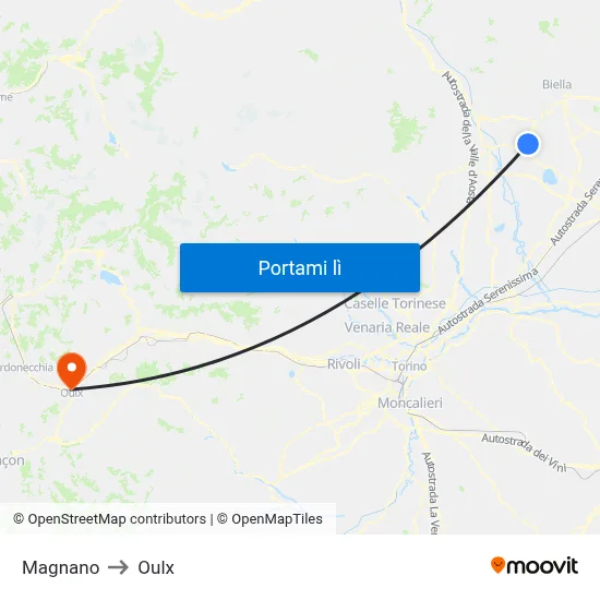 Magnano to Oulx map