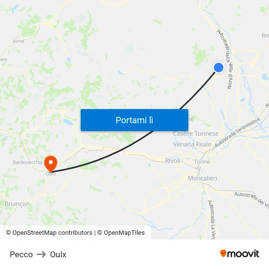 Pecco to Oulx map