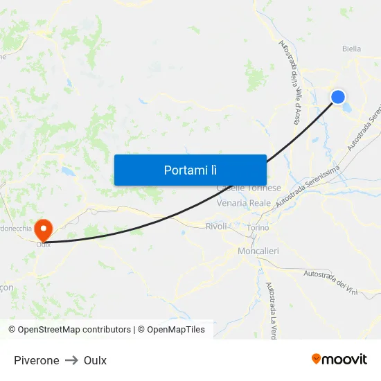 Piverone to Oulx map