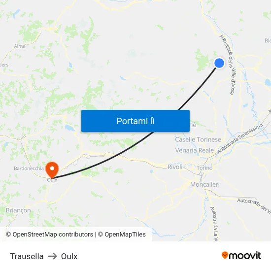 Trausella to Oulx map