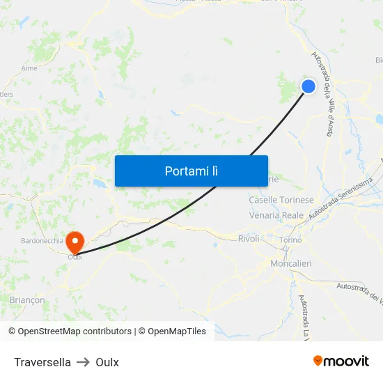 Traversella to Oulx map