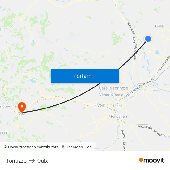 Torrazzo to Oulx map