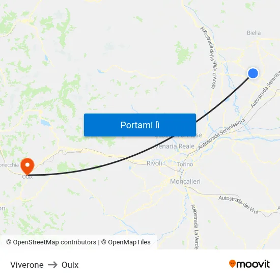 Viverone to Oulx map