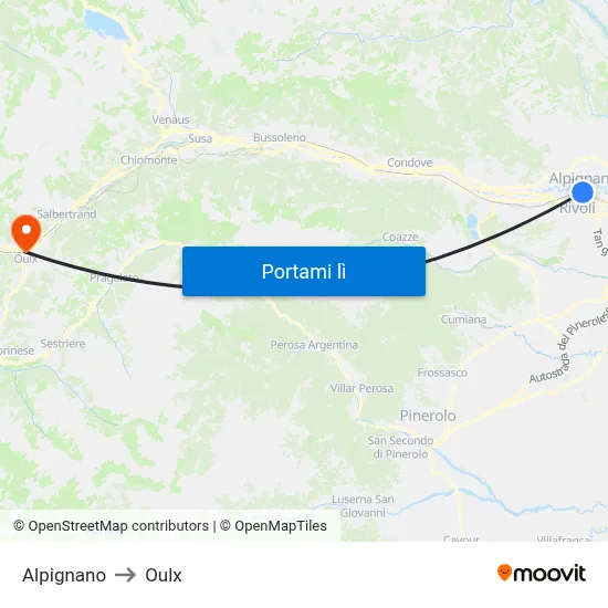 Alpignano to Oulx map