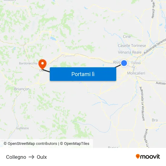 Collegno to Oulx map