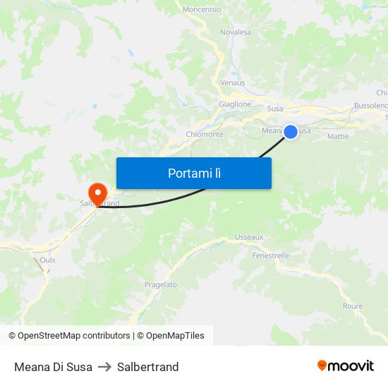 Meana Di Susa to Salbertrand map