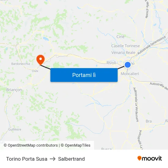 Torino Porta Susa to Salbertrand map