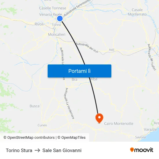 Torino Stura to Sale San Giovanni map