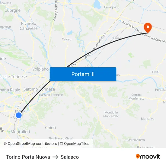 Torino Porta Nuova to Salasco map