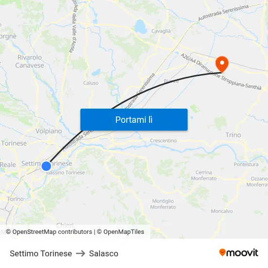 Settimo Torinese to Salasco map