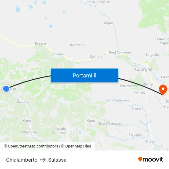 Chialamberto to Salassa map