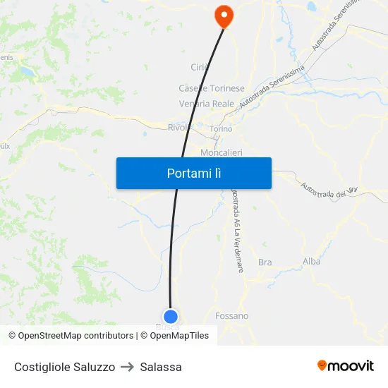 Costigliole Saluzzo to Salassa map