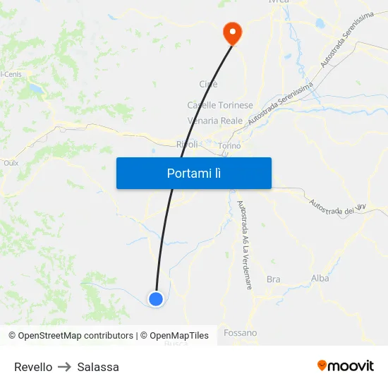 Revello to Salassa map