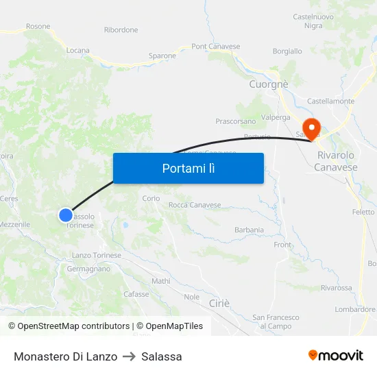Monastero Di Lanzo to Salassa map