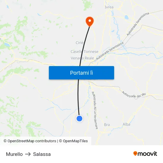 Murello to Salassa map