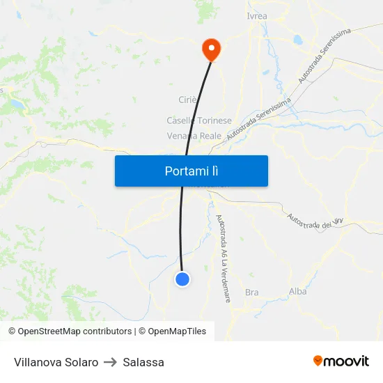 Villanova Solaro to Salassa map
