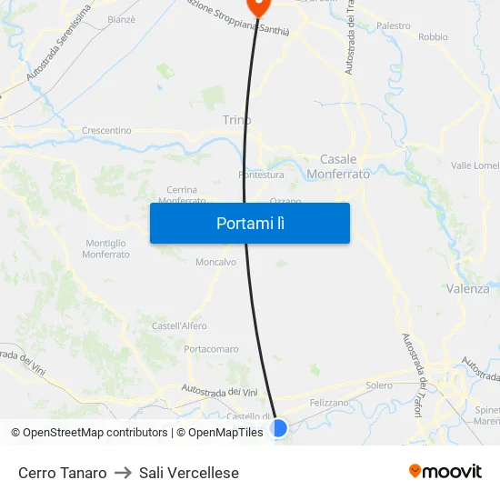 Cerro Tanaro to Sali Vercellese map