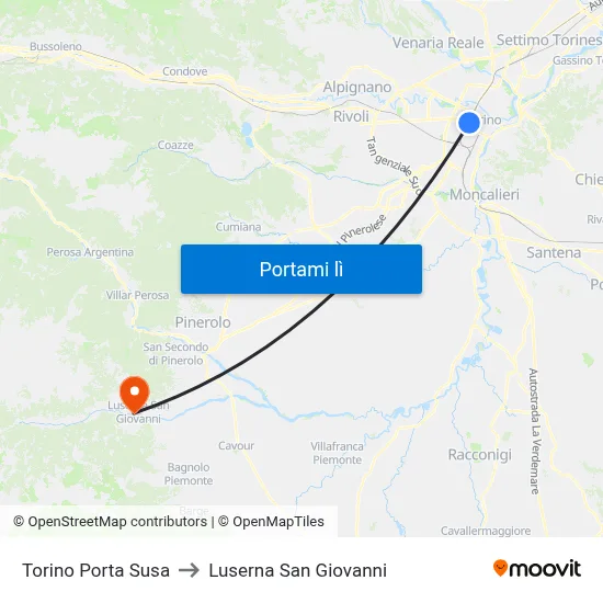 Torino Porta Susa to Luserna San Giovanni map