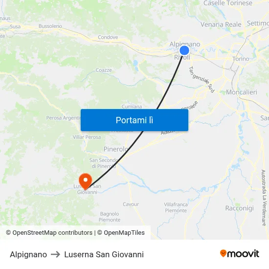 Alpignano to Luserna San Giovanni map