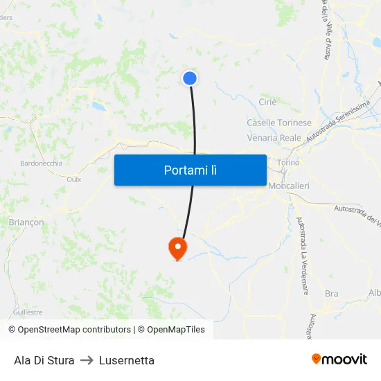 Ala Di Stura to Lusernetta map