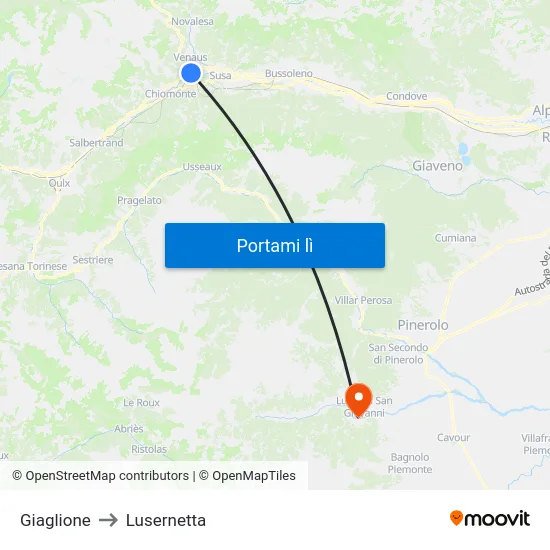 Giaglione to Lusernetta map
