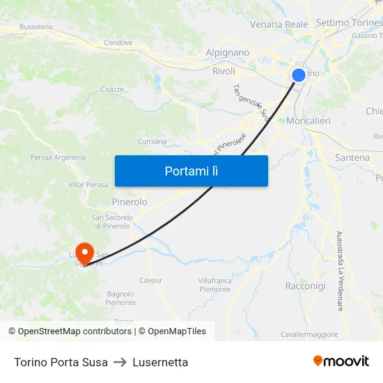 Torino Porta Susa to Lusernetta map