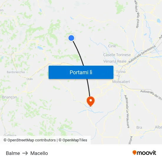 Balme to Macello map