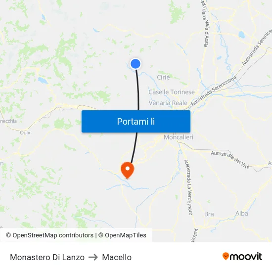 Monastero Di Lanzo to Macello map