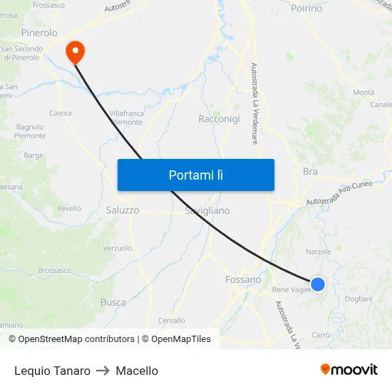 Lequio Tanaro to Macello map