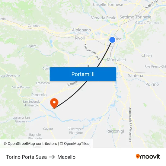 Torino Porta Susa to Macello map