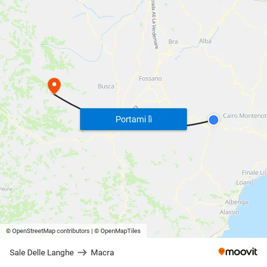 Sale Delle Langhe to Macra map