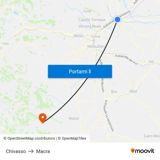 Chivasso to Macra map
