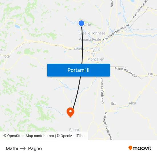 Mathi to Pagno map