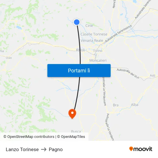 Lanzo Torinese to Pagno map