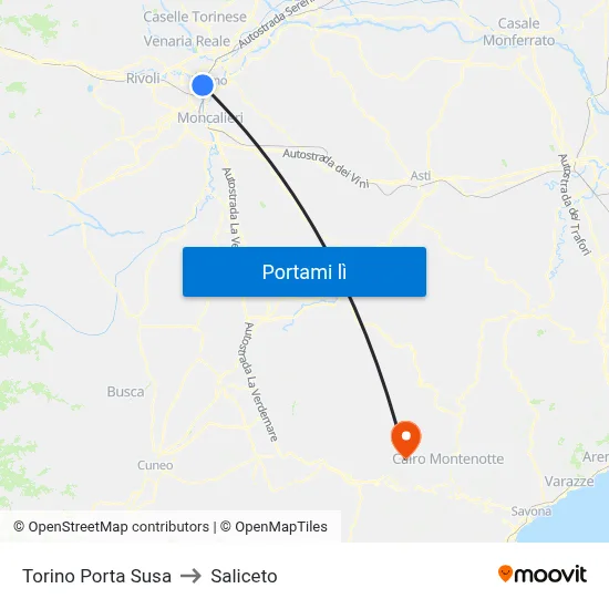 Torino Porta Susa to Saliceto map