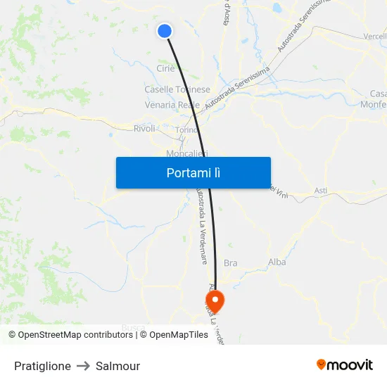 Pratiglione to Salmour map