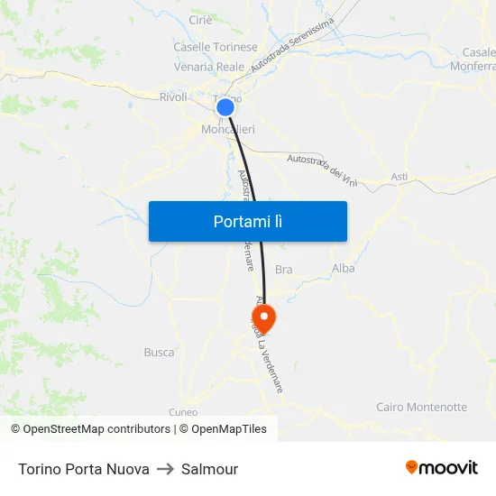 Torino Porta Nuova to Salmour map