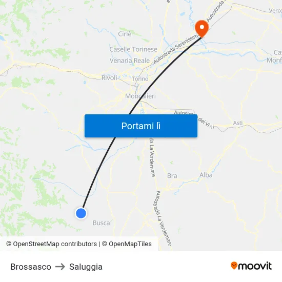 Brossasco to Saluggia map